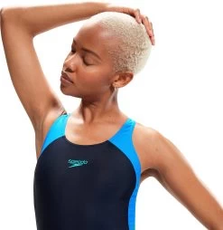 Speedo Colourblock Splice Muscleback Dames - Marine / Blauw - Maat 40
