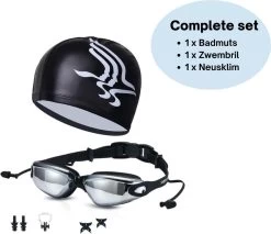 Cynergie - Zwem Accessoires - 6 Delig - Badmuts - Zwembril - Neusklem Zwemmen - Neusknijper - Duikbril - Met Opbergdoosje - Zwembrillen Volwassenen En Kinderen -Water Sport Verkoop 1200x1035