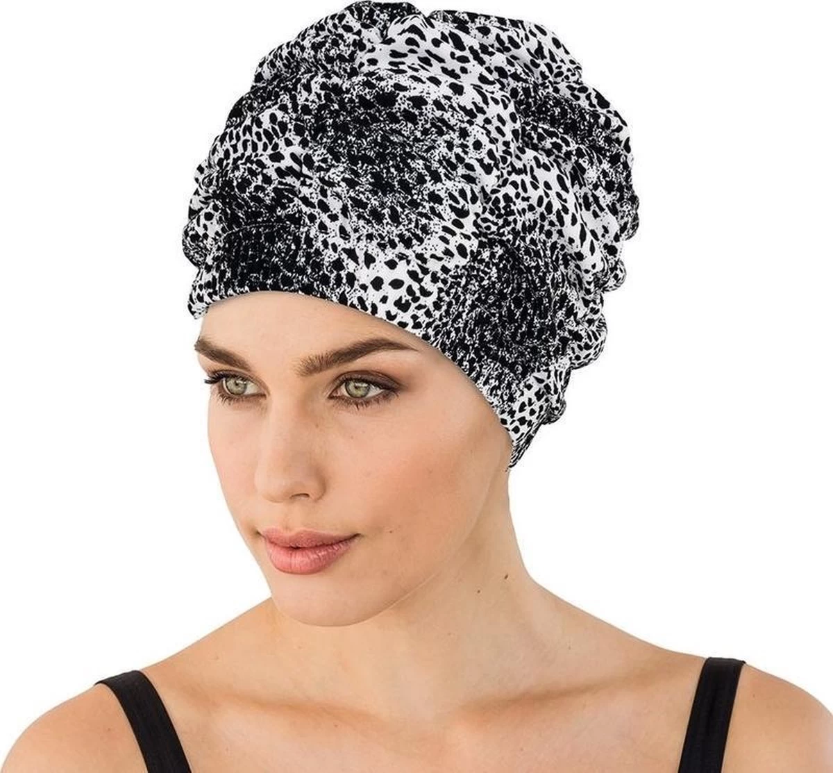 Fashy Luxe Badmuts Met Luipaardprint Zwart/wit Voor Dames - Luipaard Dierenprint - Zwemmutsen/Badmutsen 3 Fashy Luxe Badmuts Met Luipaardprint Zwart/wit Voor Dames - Luipaard Dierenprint - Zwemmutsen/Badmutsen