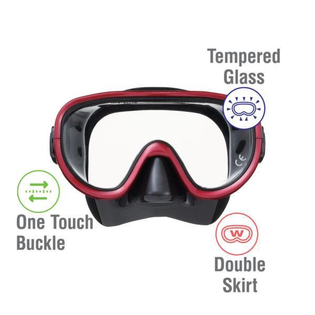 ReefTourer Snorkelmasker Duikbril Snorkelset RC-0105-zwart/rood 4 ReefTourer Snorkelmasker Duikbril Snorkelset RC-0105-zwart/rood - Afbeelding 2