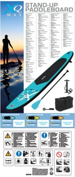 XQ Max SUP Board - 285cm - Tot 80kg - Blauw -Water Sport Verkoop 510x1200