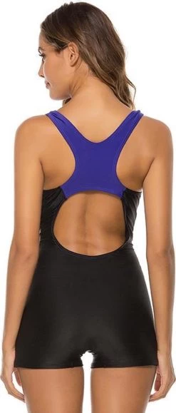 Legsuit Badpak Dames - Badpak Met Broekpijpjes - Kleur Zwart Met Diverse Kleuren Mosaic Patroon - Maat M -Water Sport Verkoop 512x1200