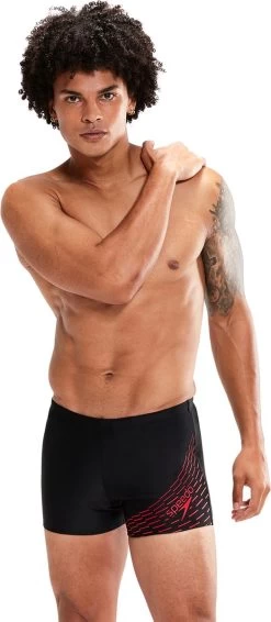 Speedo Medley Logo Aquashort Heren - Zwart / Rood - Maat 4