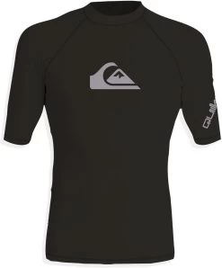 Quiksilver - UV-Zwemshirt Met Korte Mouwen Voor Jongens - All Time - Zwart - Maat 158-164cm (13-14 Jaar)